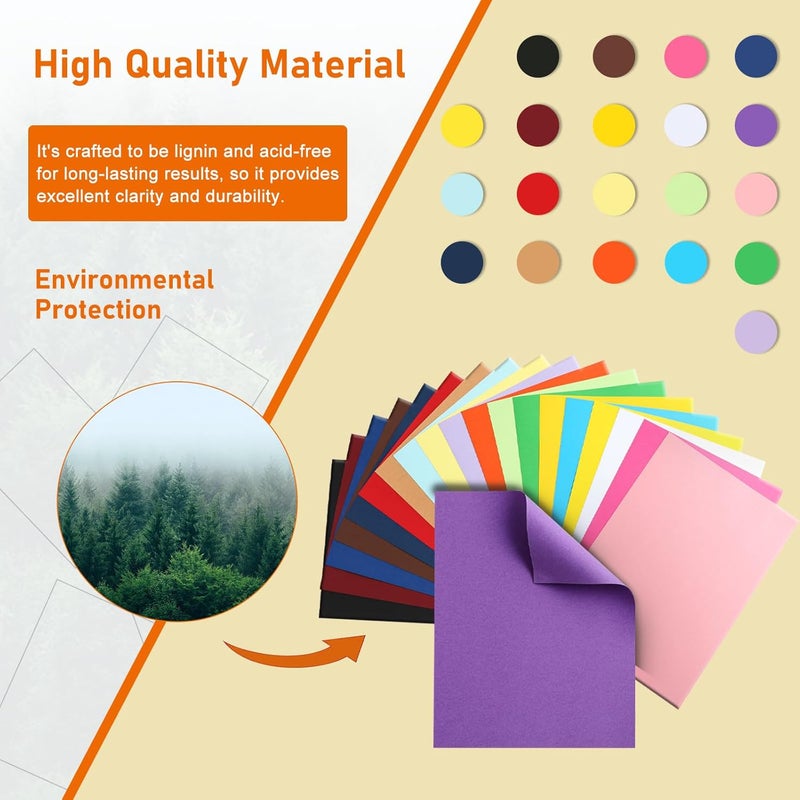 Guakicae 40 Sheets Colored Cardstock 8.5 x 11 Craft Paper, 20 Assorted Colors 75lb Thick Construction Paper Card Stock for DIY Making Cards, Wedding Invitations, School, Memus, Birthday Decorations - Image 5